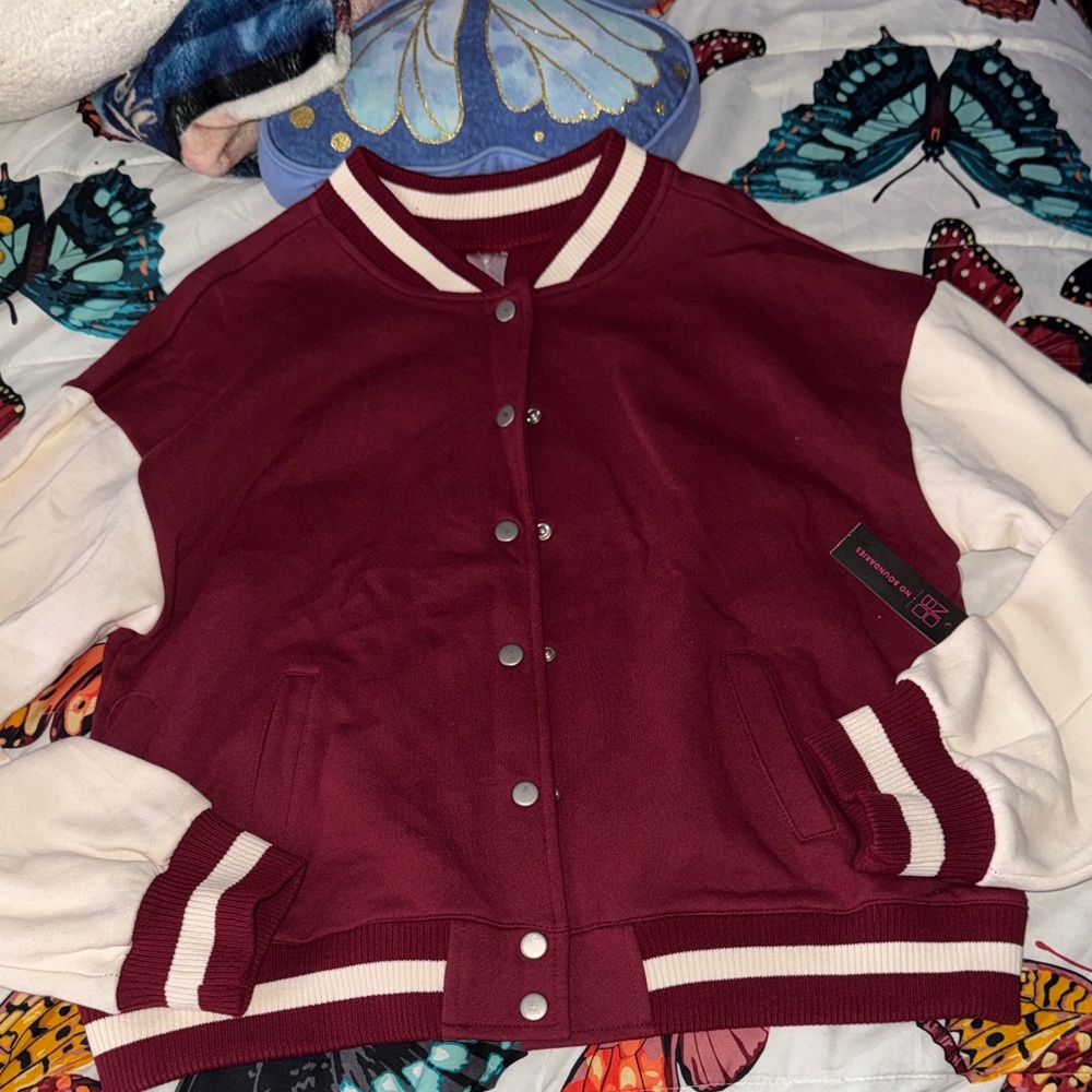 Maroon and Cream Varsity Jacket - Brand new